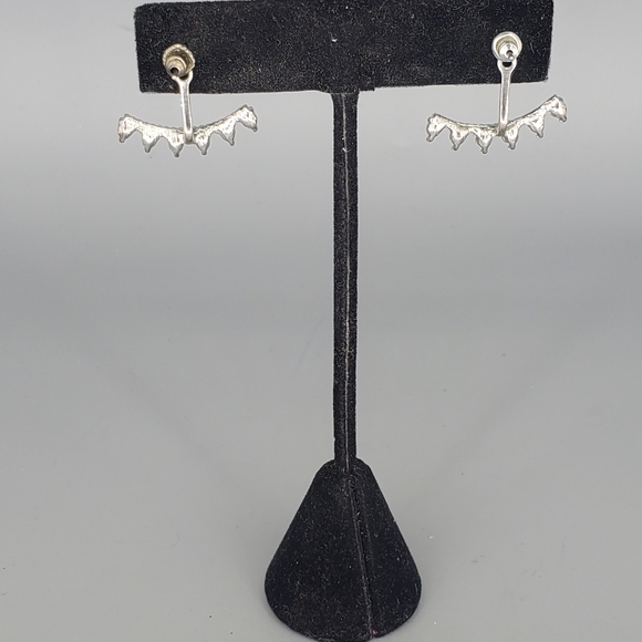 Silvertone Heart Necklace and Front Back Earrings Set - Picture 9 of 12